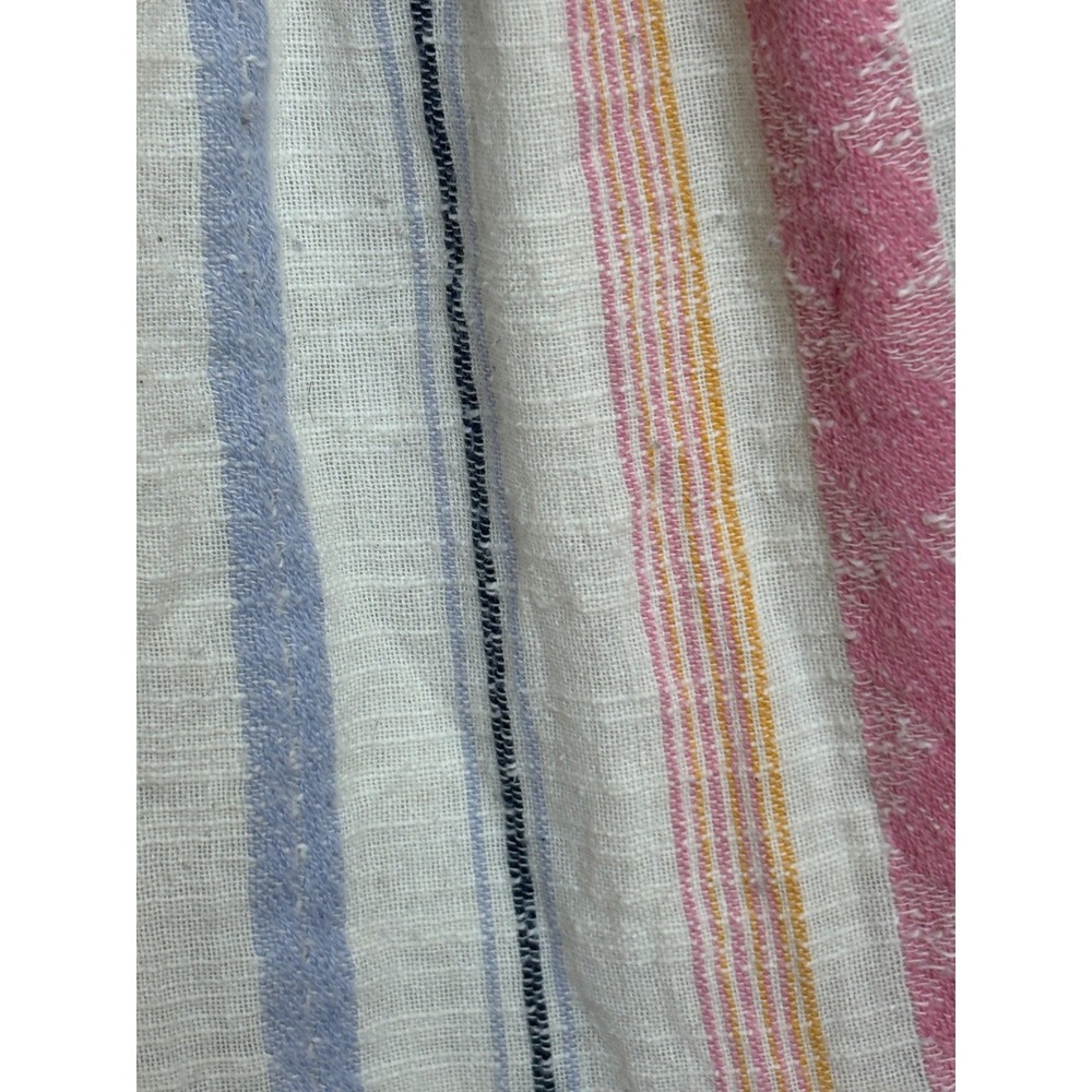 Anthropologie Pink Blue Striped Tiered Babydoll Mini Dress XL Short Sleeve Boho - Picture 5 of 9